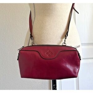 Patricia Nash Leather Joliet Pouch Adjustable Crossbody Oxblood Leather Clutch